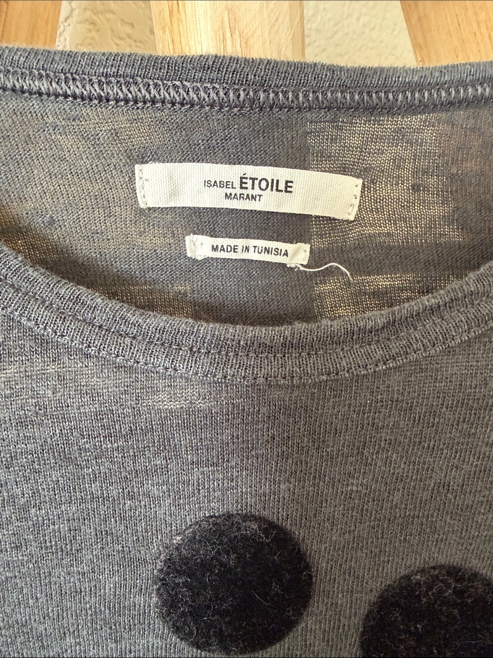 Isabel Marant Etoile Koldi Logo Charcoal Grey & Black Short Sleeve Linen Tee - Picture 4 of 7